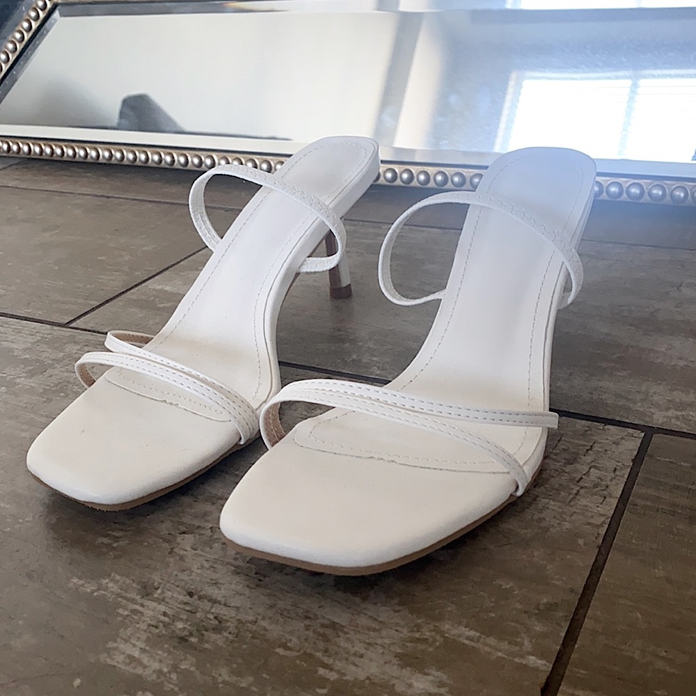 White kitten heels